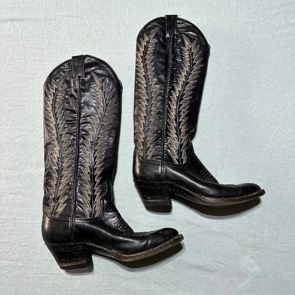 Vintage Larry Mahan Women's Boots Size 5.5B 1981 Embroidered Western Cowgirl